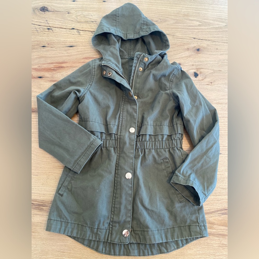 Birch & Stone Olive Green Hooded‎ Cotton Jacket Girls 5 Preloved